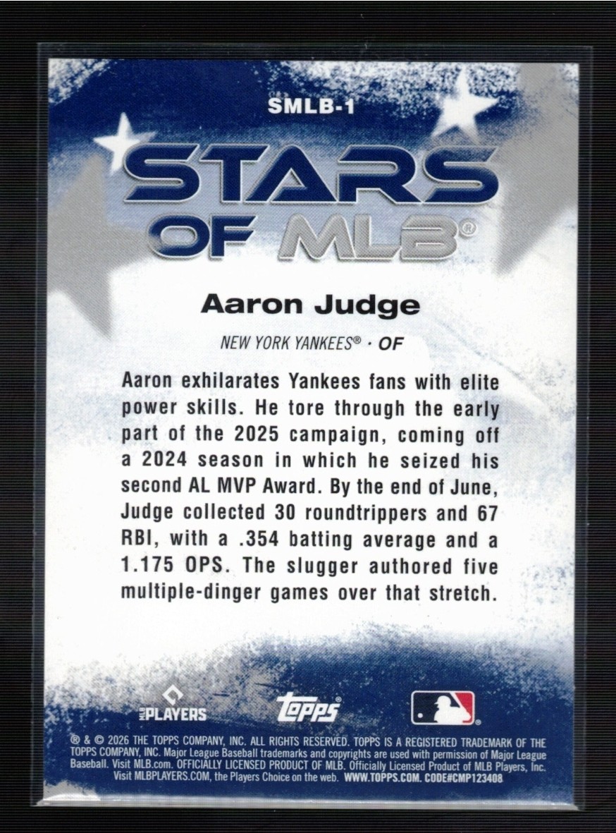 2026 Topps #SMLB-1 Aaron Judge Stars of MLB Crackle Foil