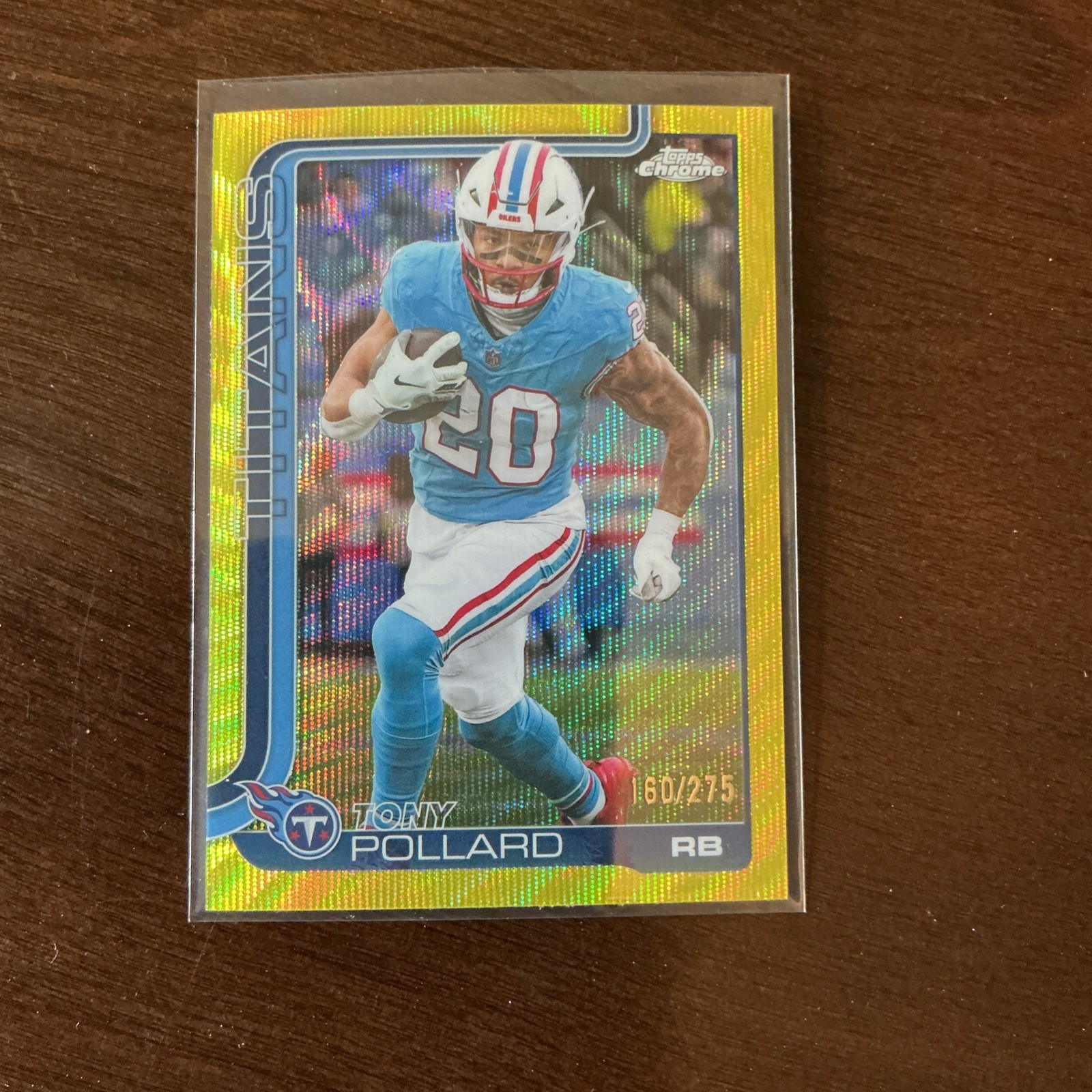 Tony Pollard 2025 Topps Chrome Yellow Wave Refractor #290 /275 Tennessee Titans