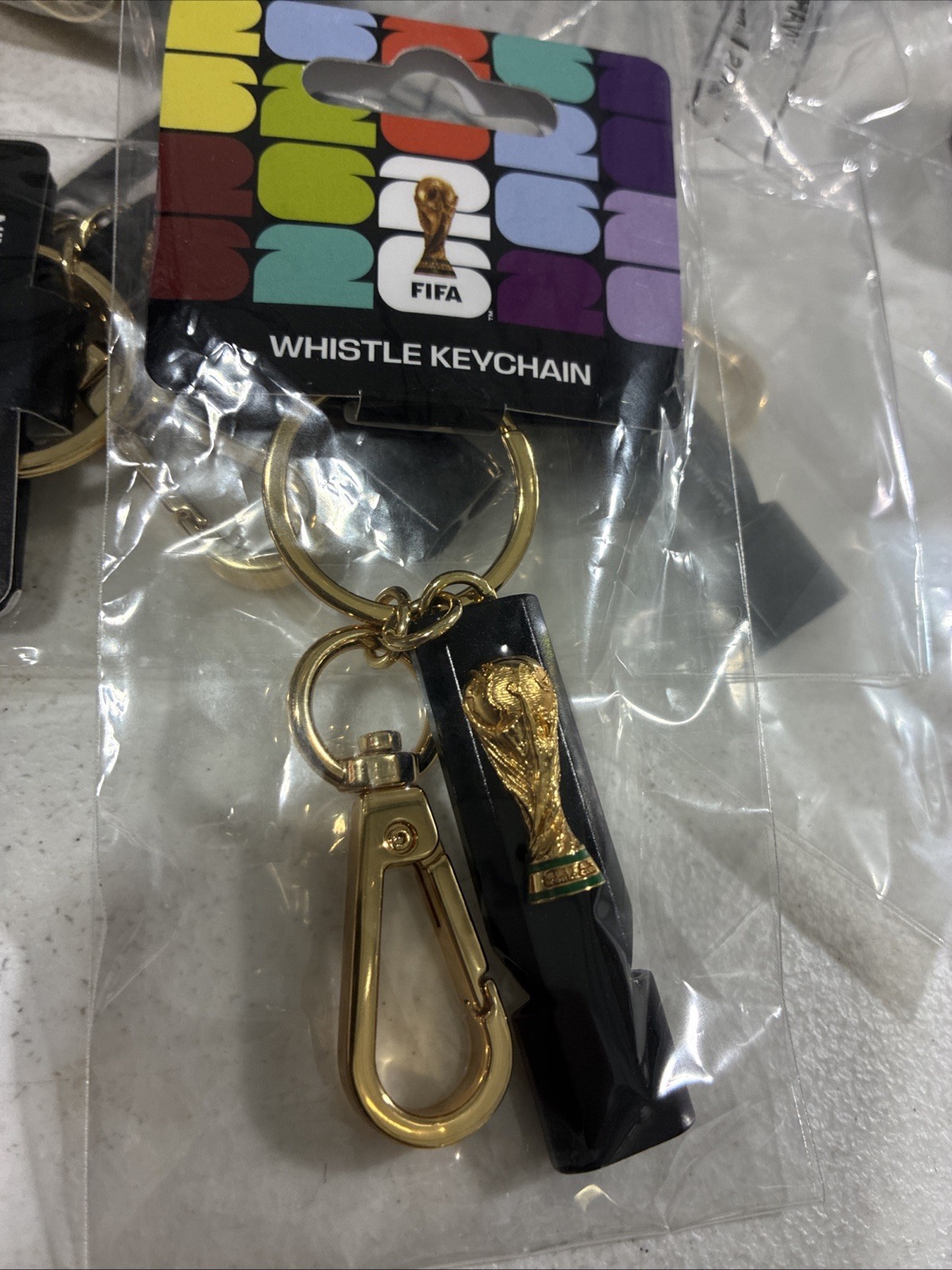 **NEW 2026** FIFA WORLD CUP 4″ WHISTLE TROPHY KEYCHAIN W/ CLIP