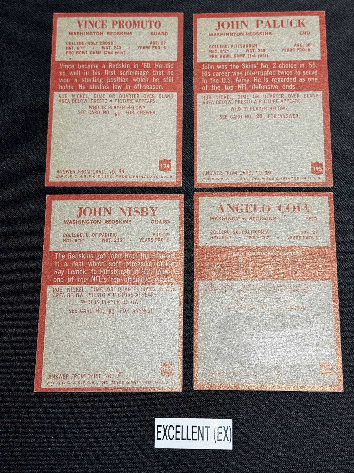 1965 Philadelphia Football Cards 1-198 (P-NM) – You Pick – Complete Your Set