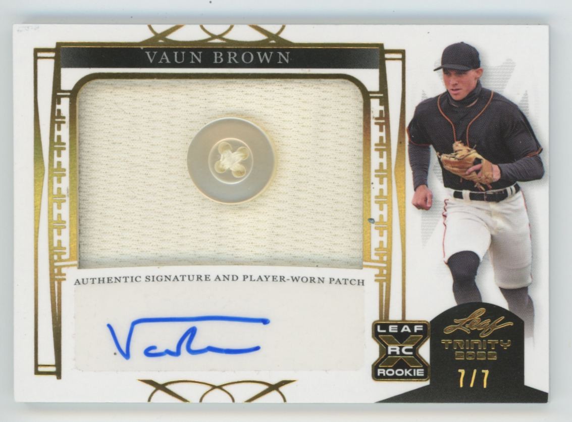Vaun Brown 2022 Leaf Trinity Gold RC Auto /7 Button #PA-VB1