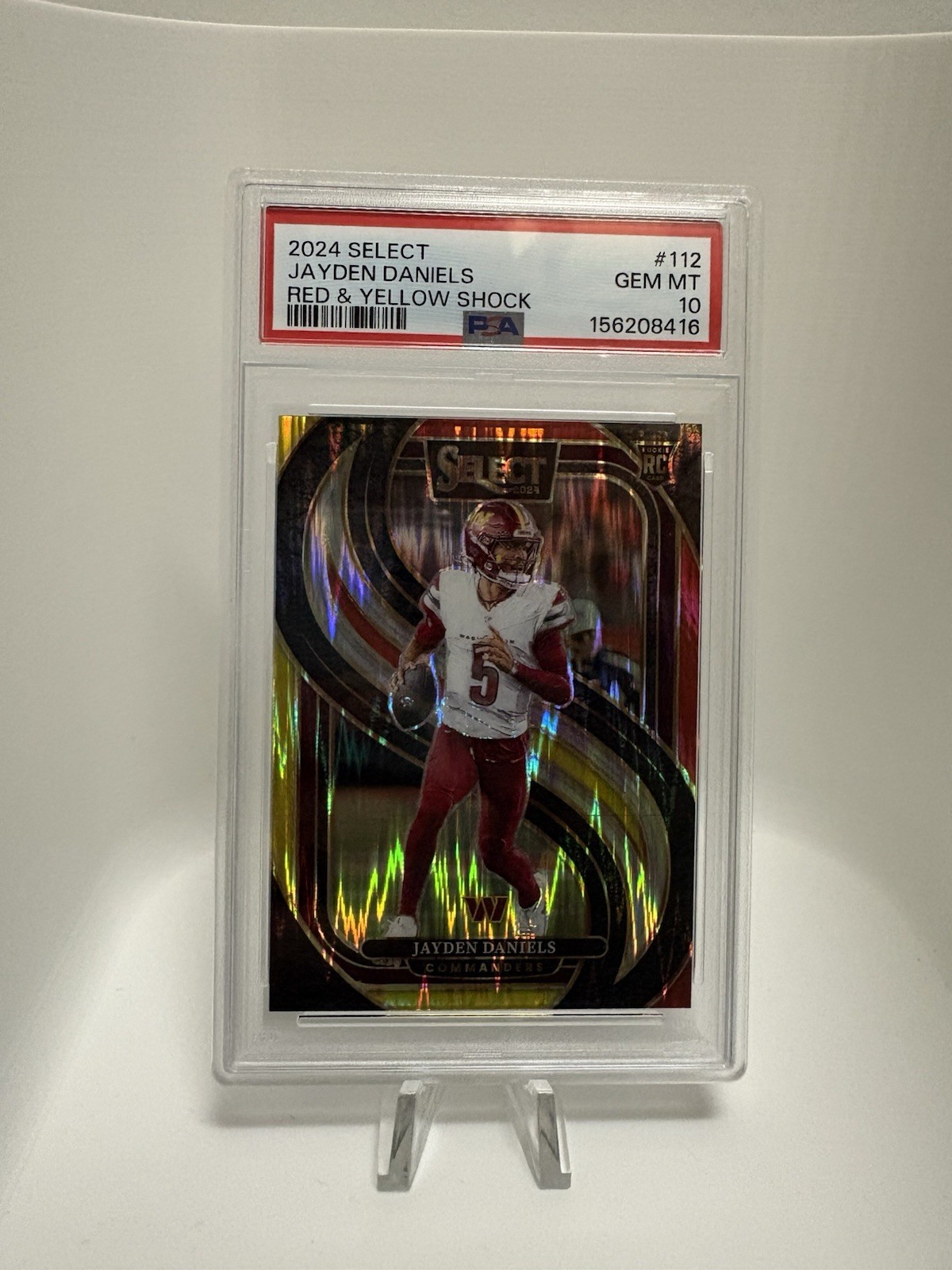 2024 Select Premier Level Jayden Daniels #112 Red&Yellow Shock Prizm PSA 10 QTY