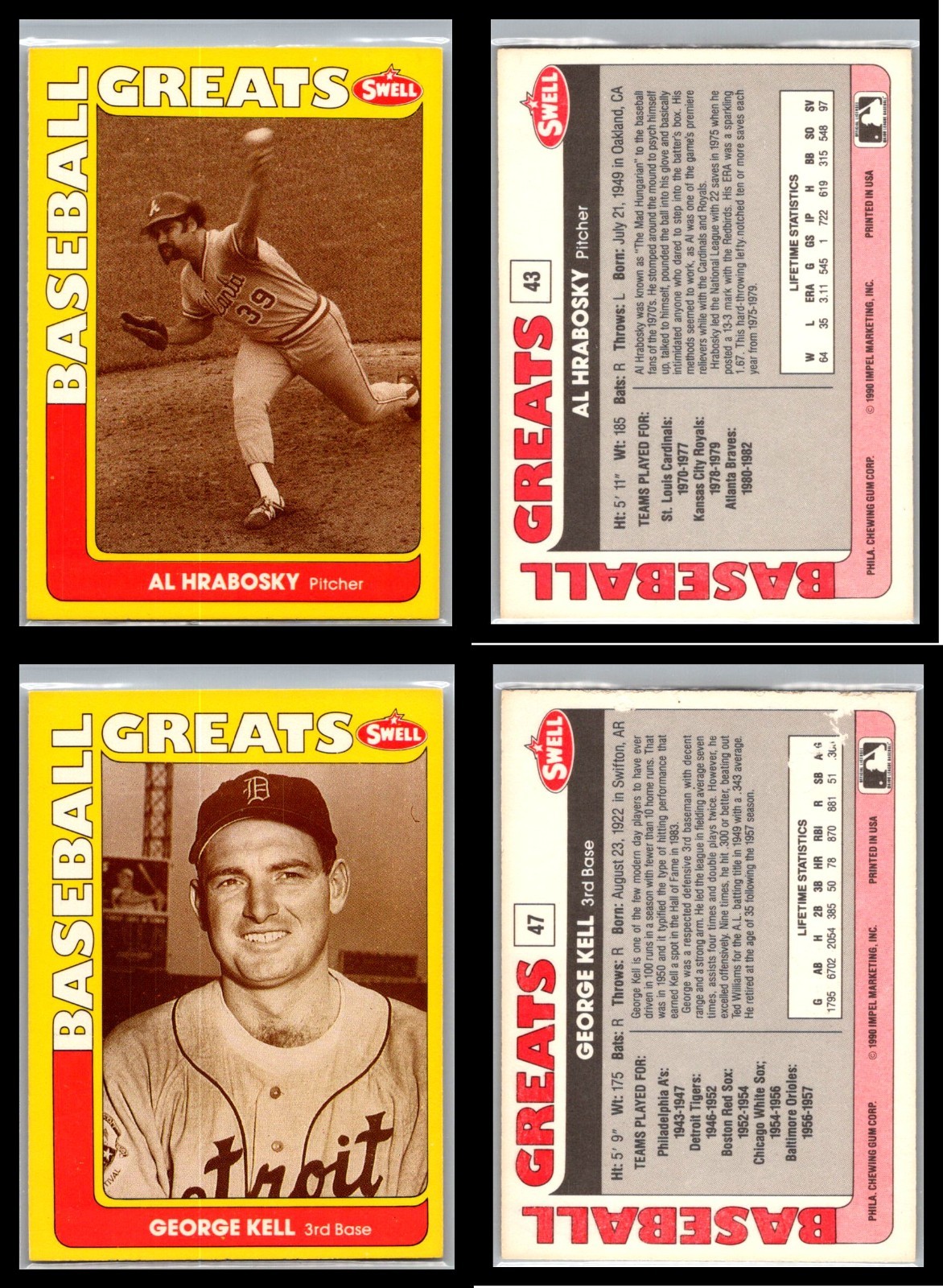 1991 SWELL Baseball Greats – Lot of 20 Cards