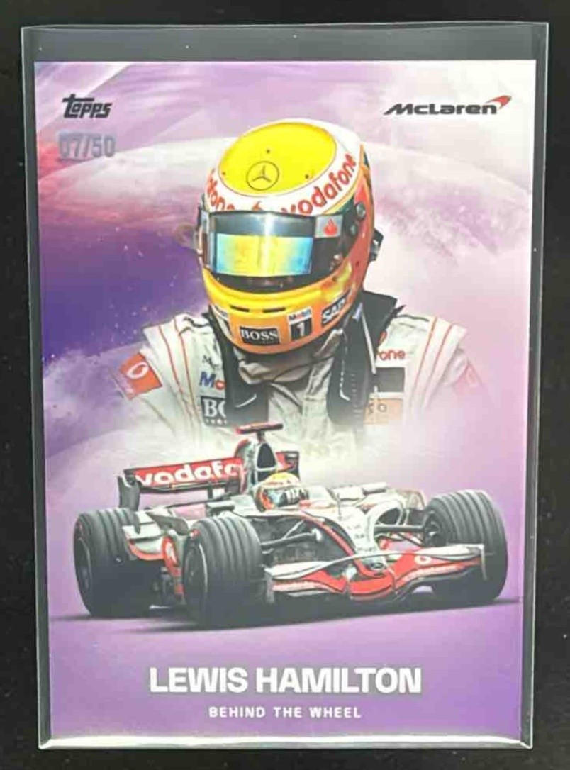 2025 Topps Mclaren Racing Lewis Hamilton Behind the Wheel Purple /50