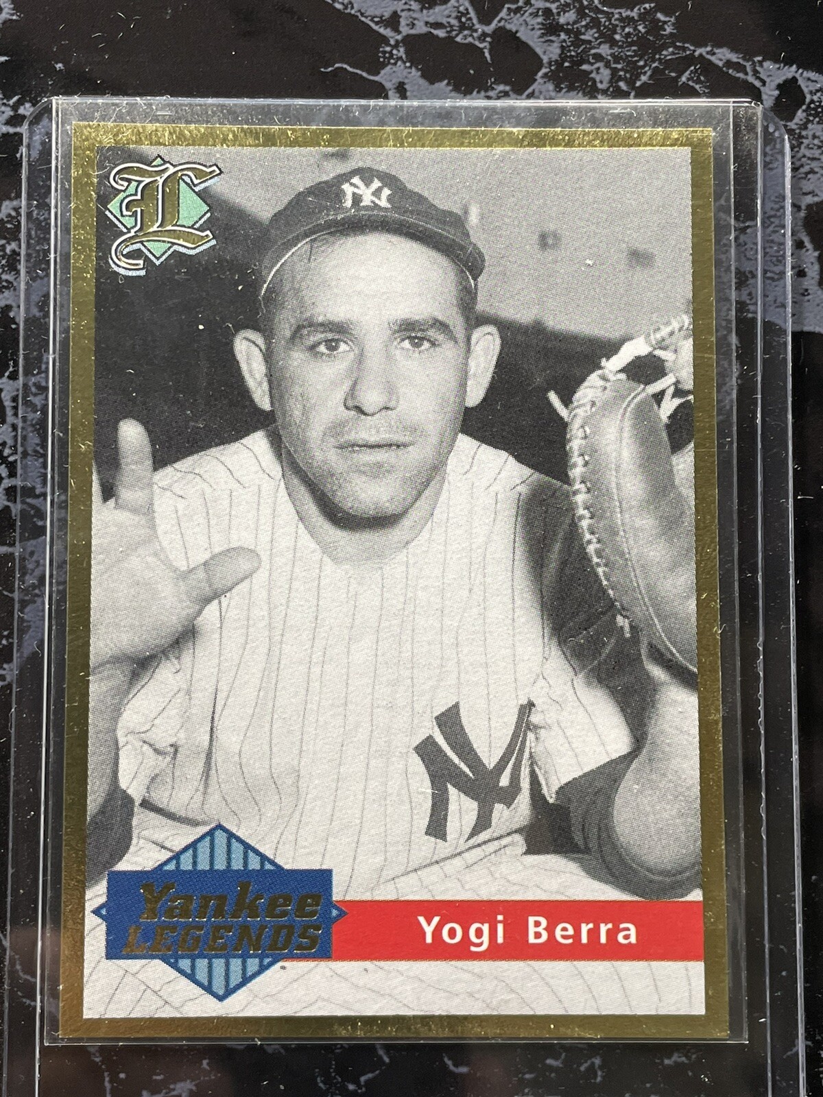 Framed Picture – “Yogie Berra Yankee And Mets” Plaque W/ 2 Cards And MLB COA