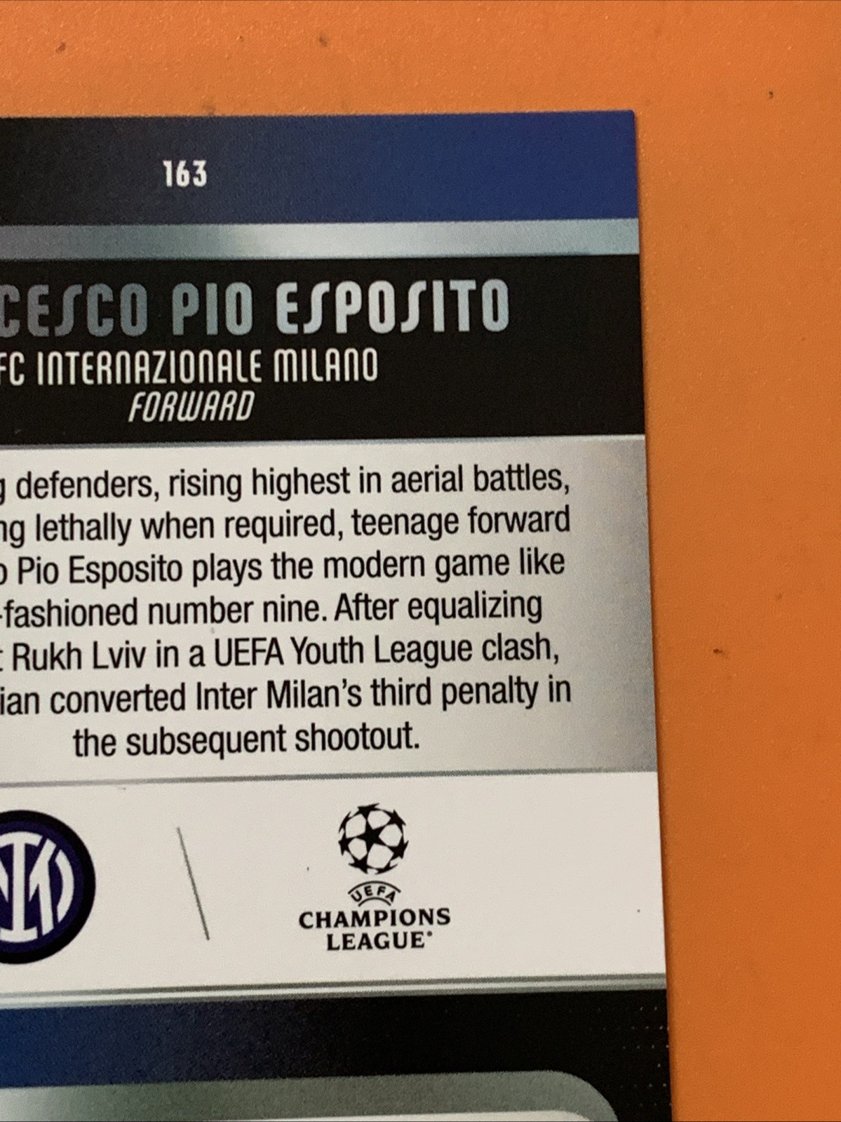 2025-26 Topps Uefa Club Competitions – Francesco Pio Esposito #163 (RC)