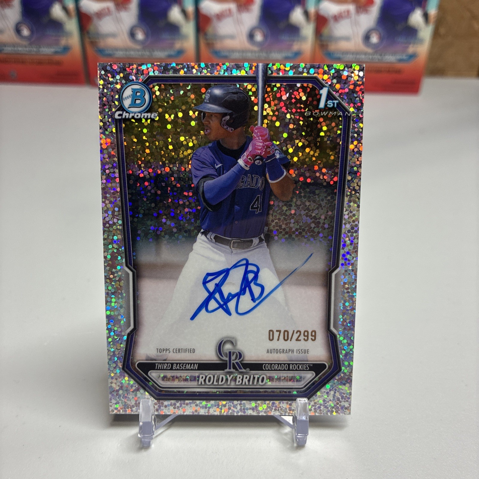 2026 Bowman Roldy Brito COL Rockies CPA-RB Speckle /299 1st Bowman Auto