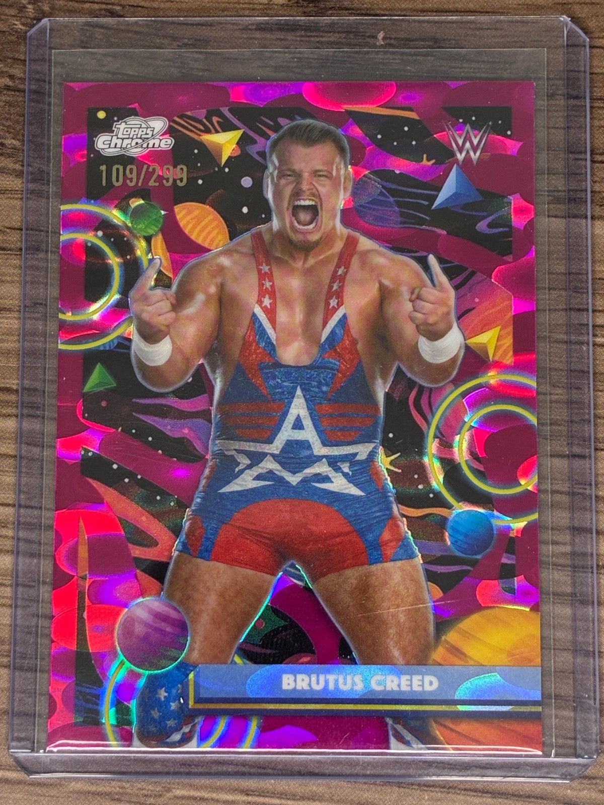 2026 Topps Cosmic Chrome WWE Brutus Creed Magenta Cosmos Refractor /299 #53