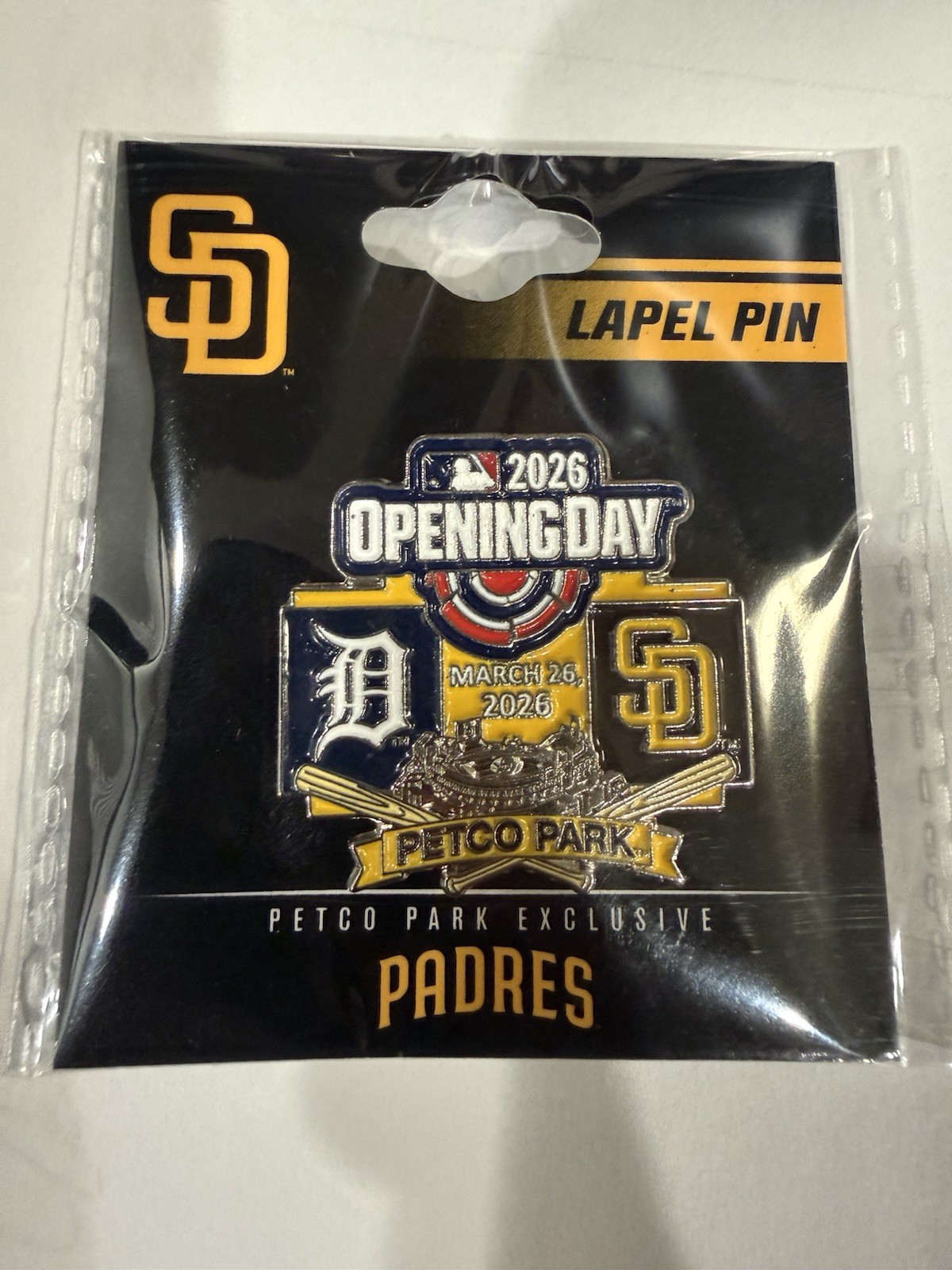 2026 San Diego Padres Vs Detroit Tigers OPENING DAY Pin Petco Park MLB NEW