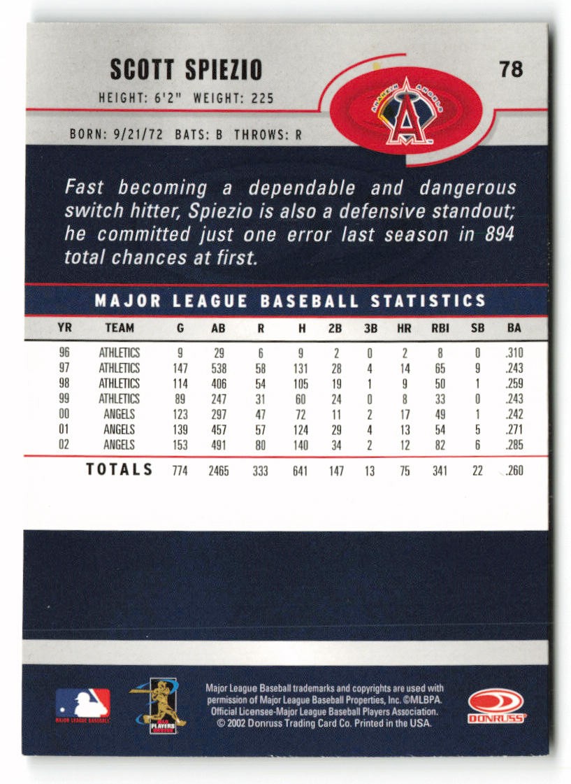 2003 Donruss #78 Scott Spiezio Anaheim Angels