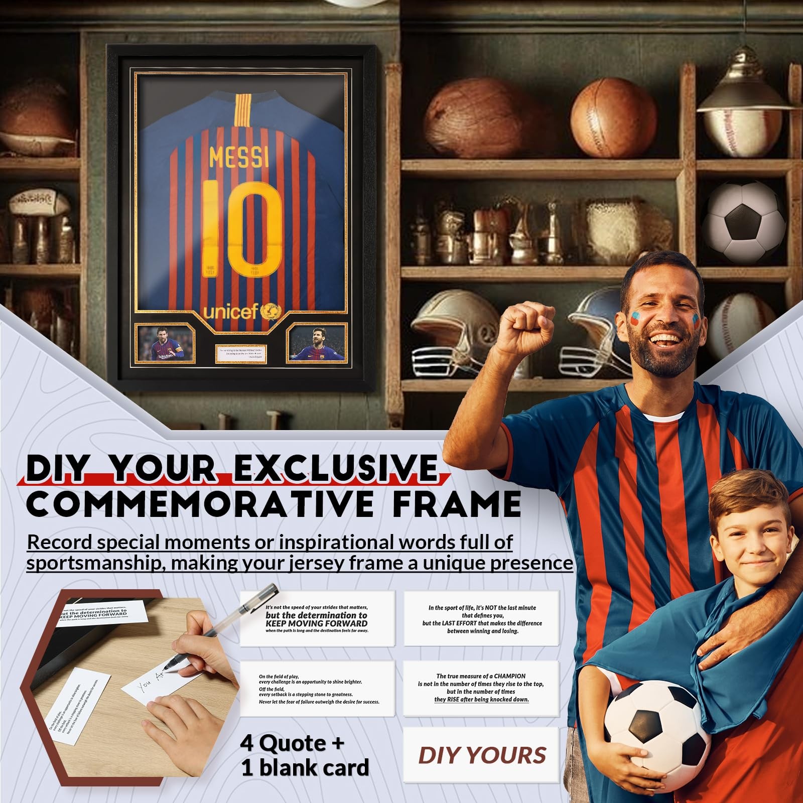 JupDec Jersey Frame Display Case 3 Pack, Large Clear Acrylic Shadow Box with …