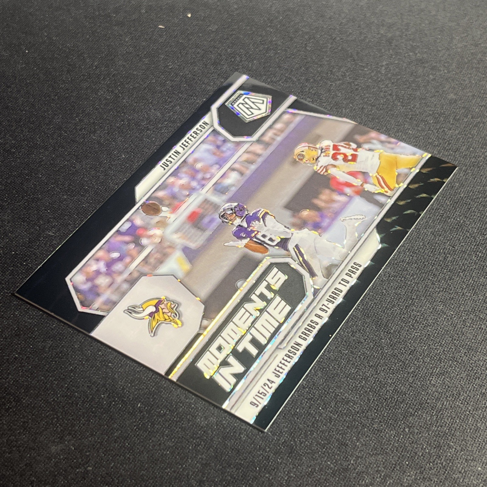 2025 Panini Mosaic Justin Jefferson Moments In Time 1/1 Black SSP Vikings NFL