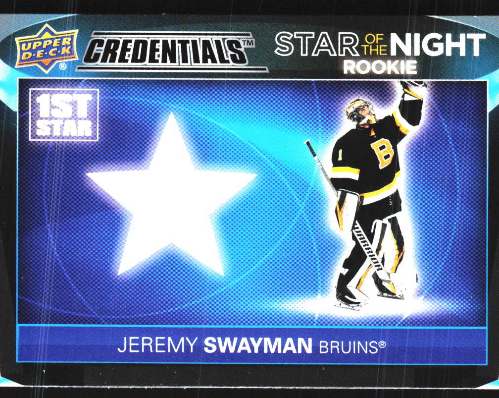 2021-22 Upper Deck Credentials #1SR-5 Jeremy Swayman Star of the Night RC