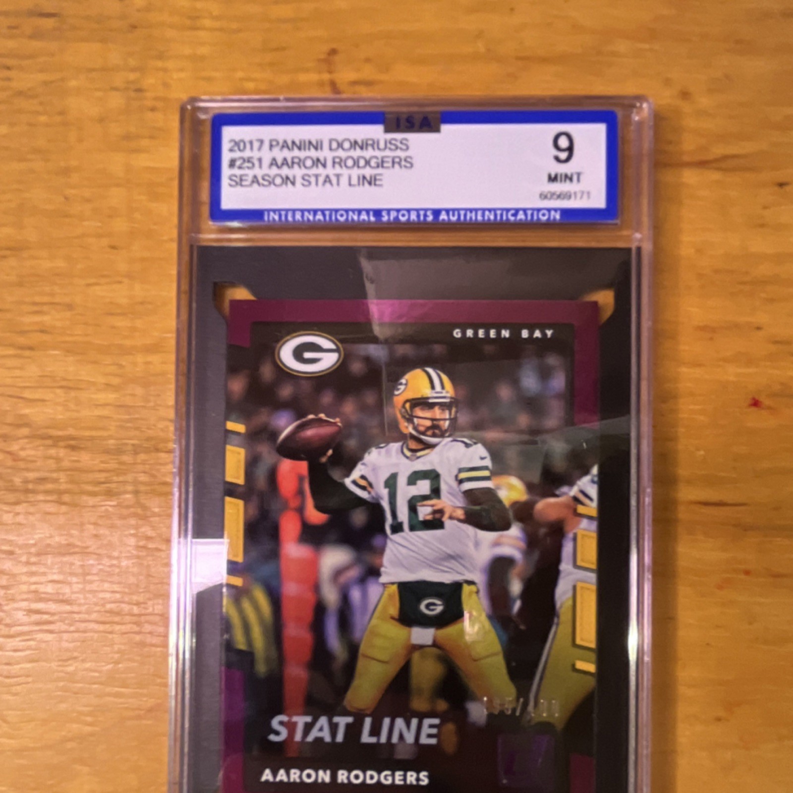 2017 Panini Donruss Aaron Rodgers #251 season stat line /400 Football Packers