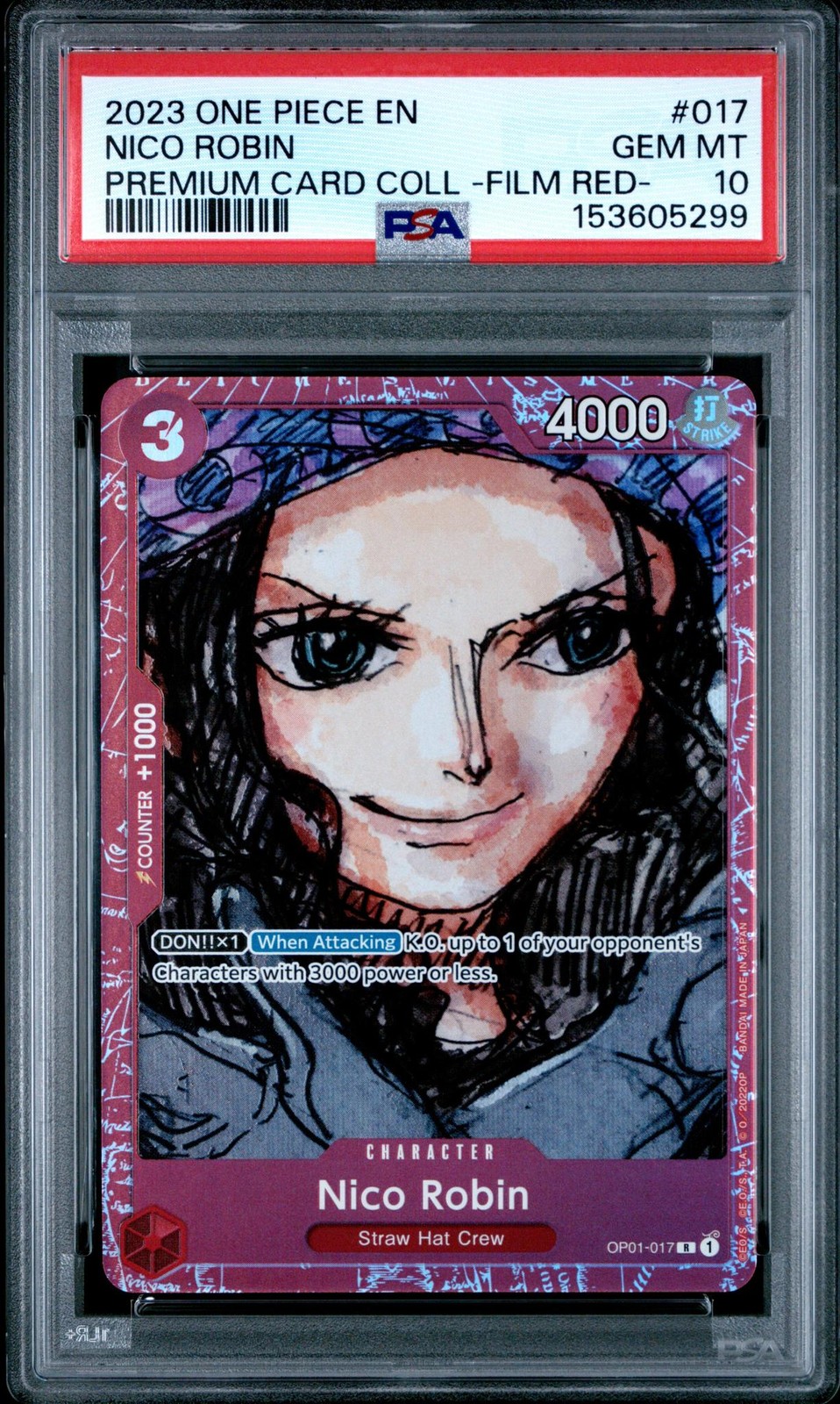 2023 Premium Collection Film Red Foil Nico Robin #OP01 017 PSA 10