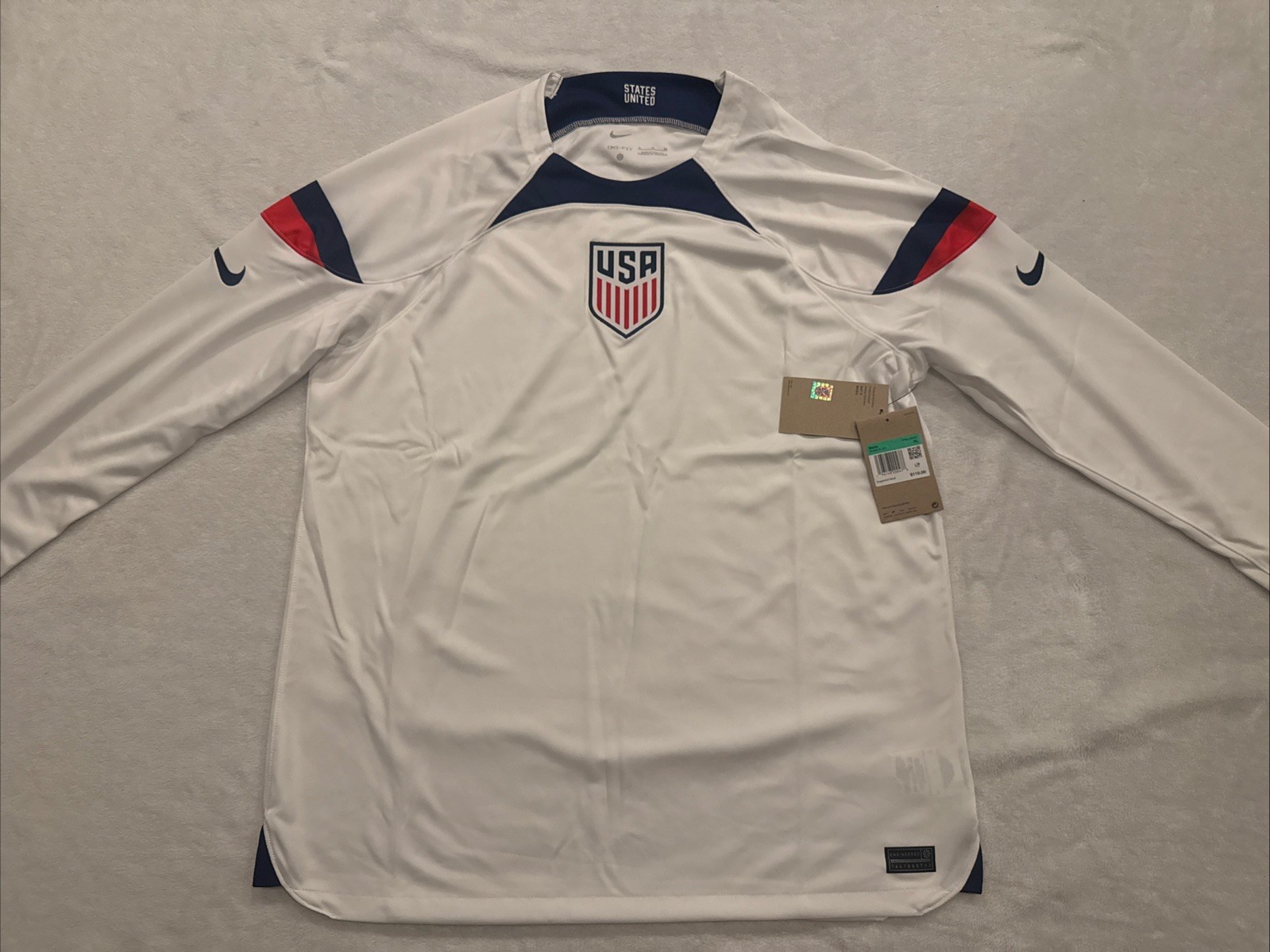 2022 Nike Men’s United States Home Long Sleeve Soccer Jersey XL US USMNT