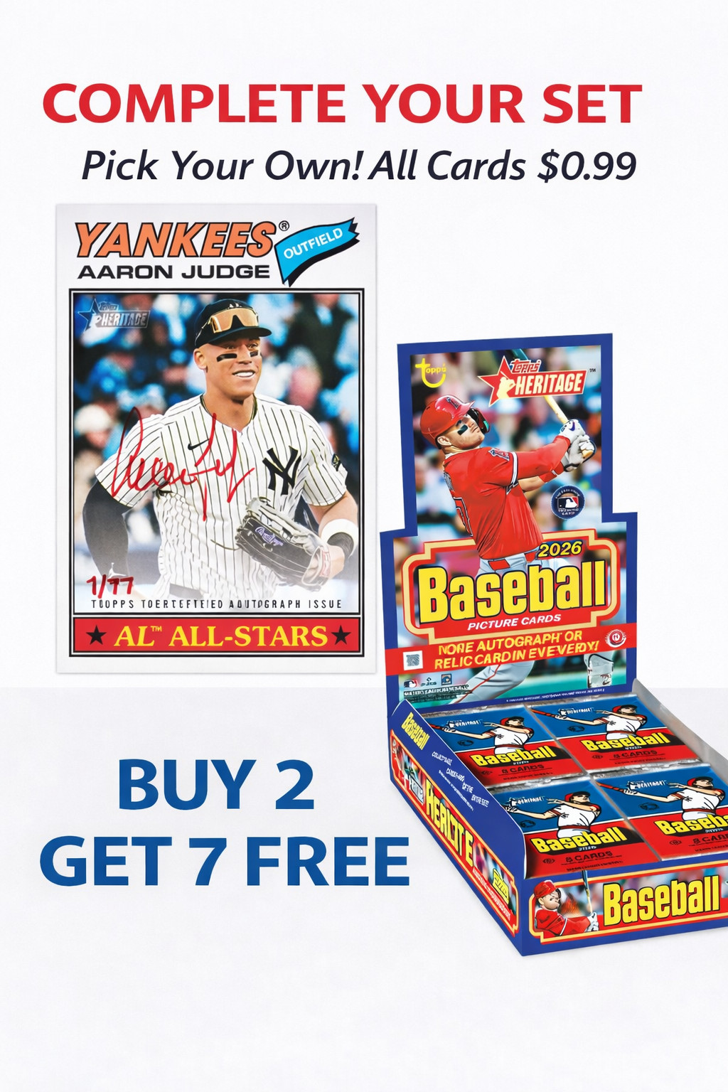 2026 Topps Heritage **Buy 2 Get 7 More FREE** You Pick – Complete Your Set