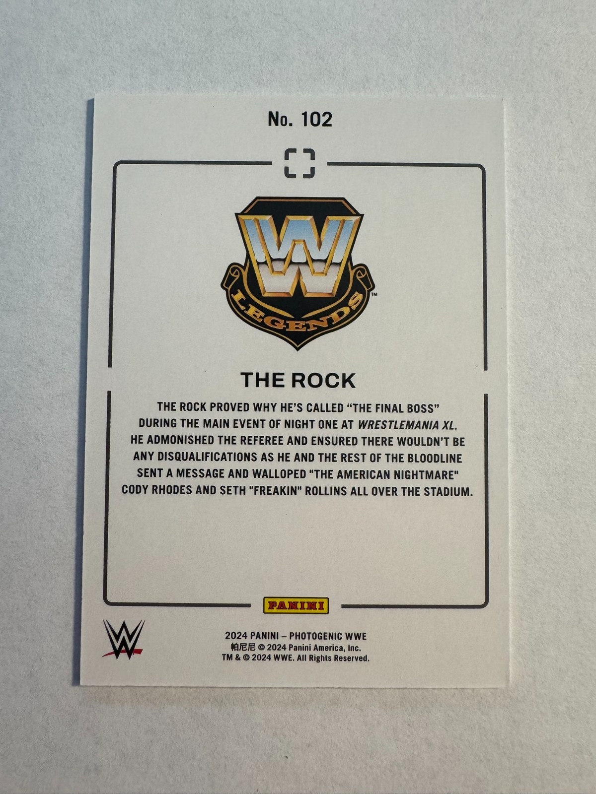 2024 Panini Photogenic WWE The Rock