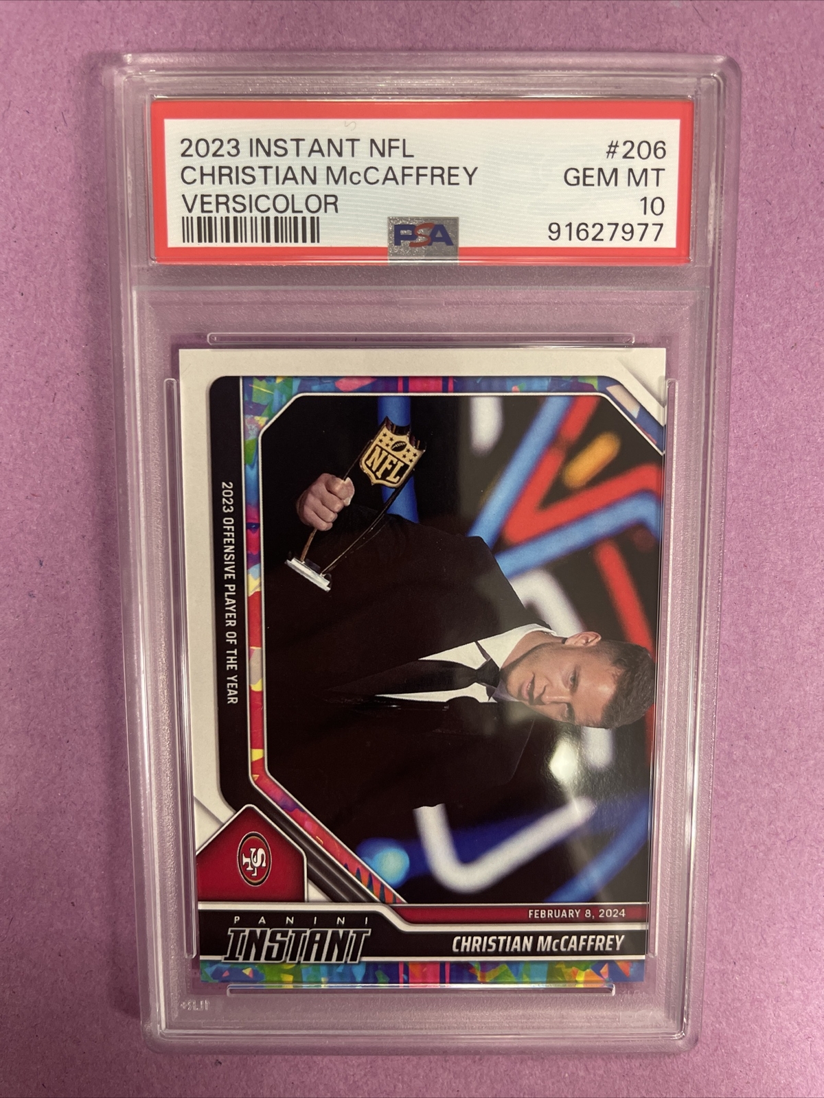 2023 Panini Instant NFL Christian McCaffrey 206 VERSICOLOR 3/5 PSA 10 GEM MT Z17