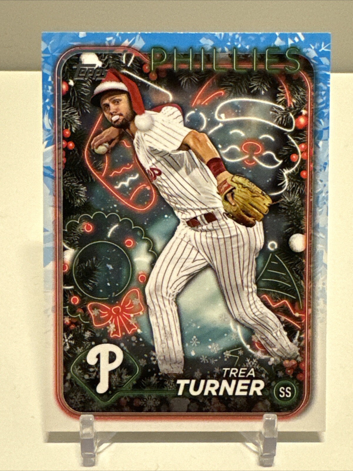 2024 Topps Holiday Trea Turner #H43 Image Variation Santa Hat SP Phillies