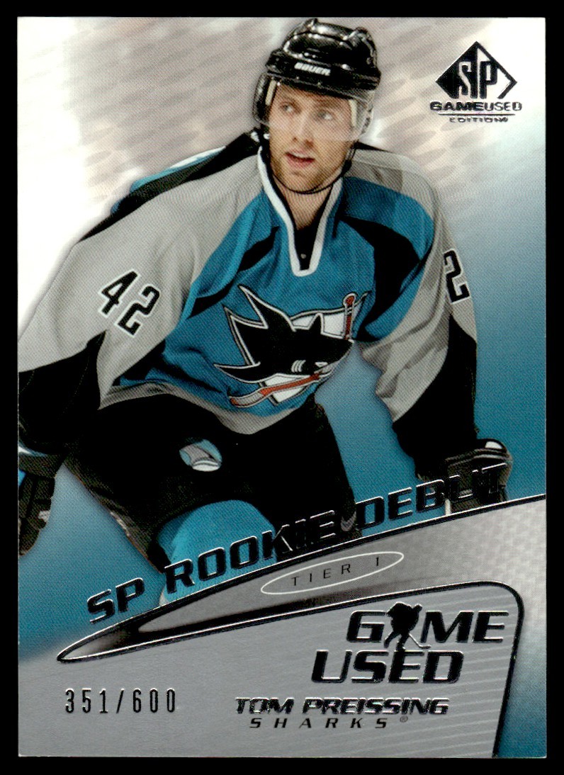 2003-04 SP Game Used Tom Preissing Rookie 351/600 San Jose Sharks #78