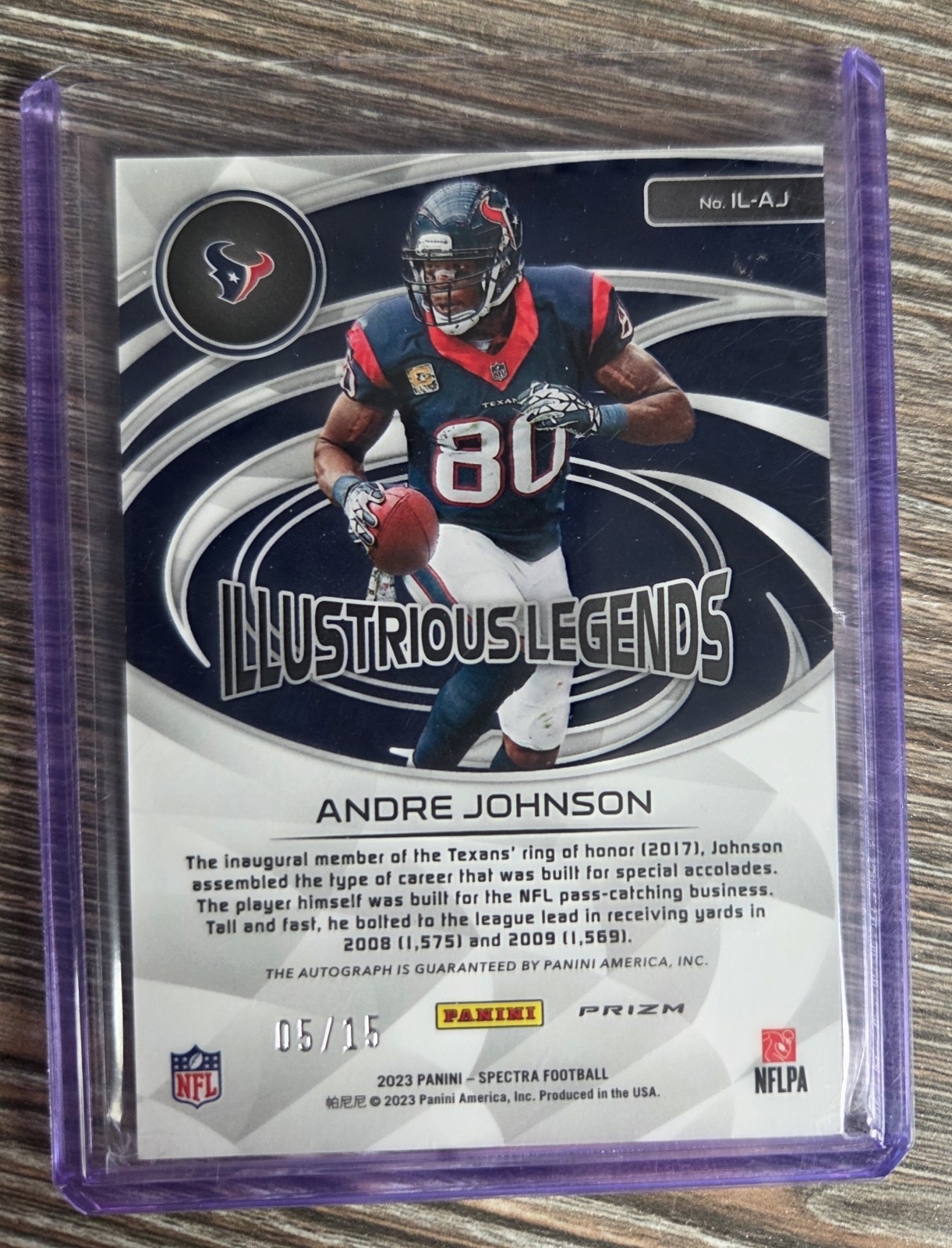 2023 Panini Spectra Andre Johnson Illustrious Legends On Card Autograph #5/15