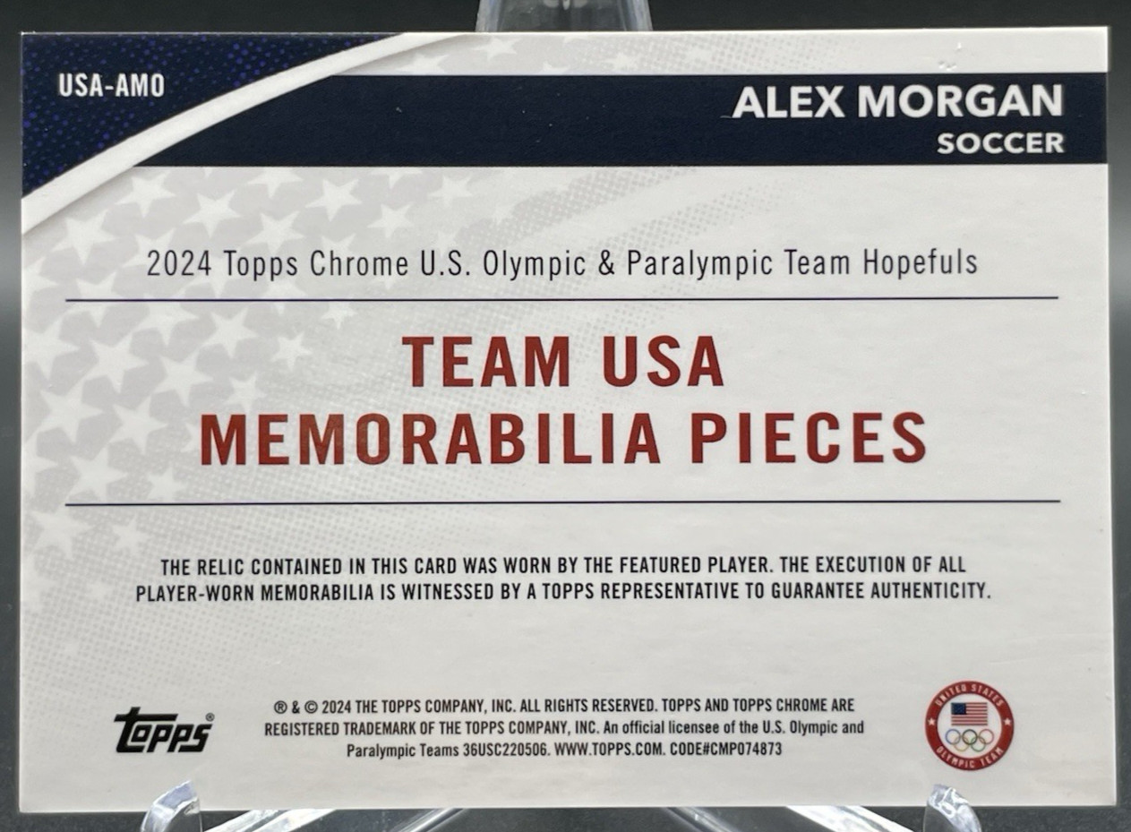 2024 Topps Chrome Alex Morgan Team USA Memorabilia Relic Player Worn Soccer