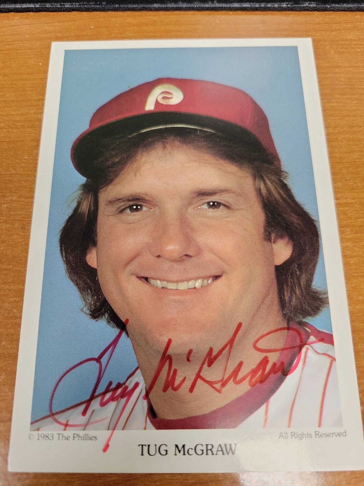 1983 Philadelphia Phillies Postcard Tastykake Tug McGraw Signed IP Auto MLB DFB1