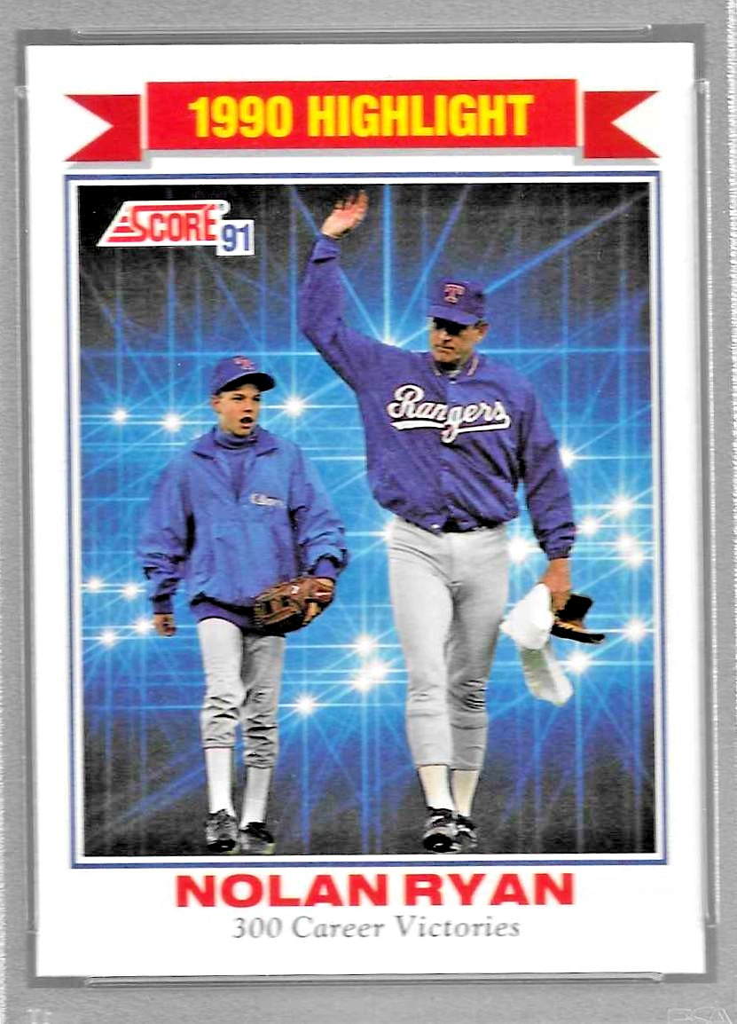1991 SCORE BASEBALL CARD 417 HOF NOLAN RYAN PSA 10 TEXAS RANGERS 300 CAREER WINS