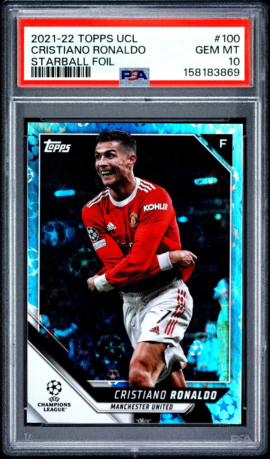 Cristiano Ronaldo 2021-2022 Topps UEFA #100 Starball Foil SSP PSA10 GEM MT