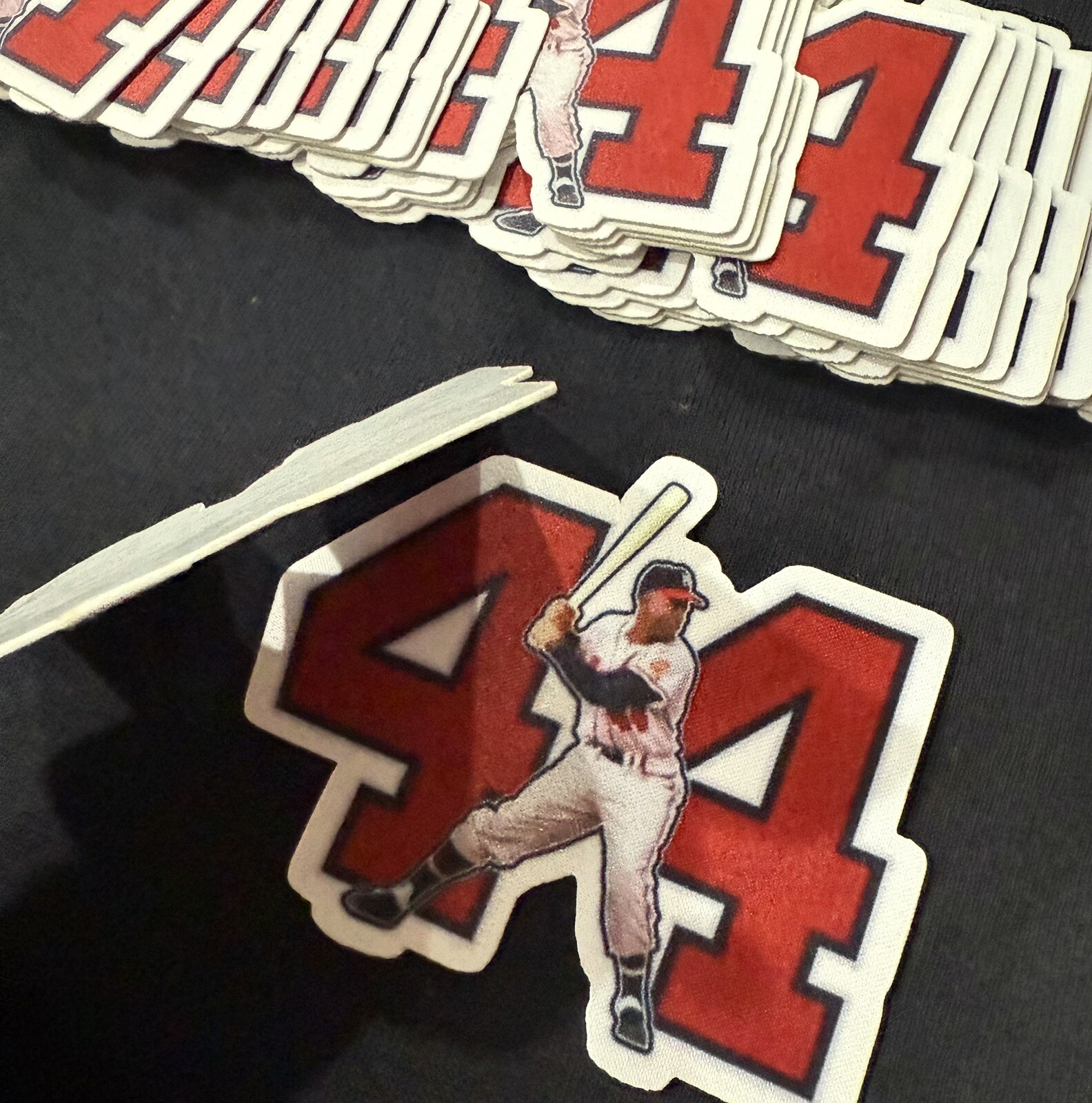 (LOT OF 2) Hank Aaron 44 HOF Home Run King 3in. Jersey Iron On Ready Patch
