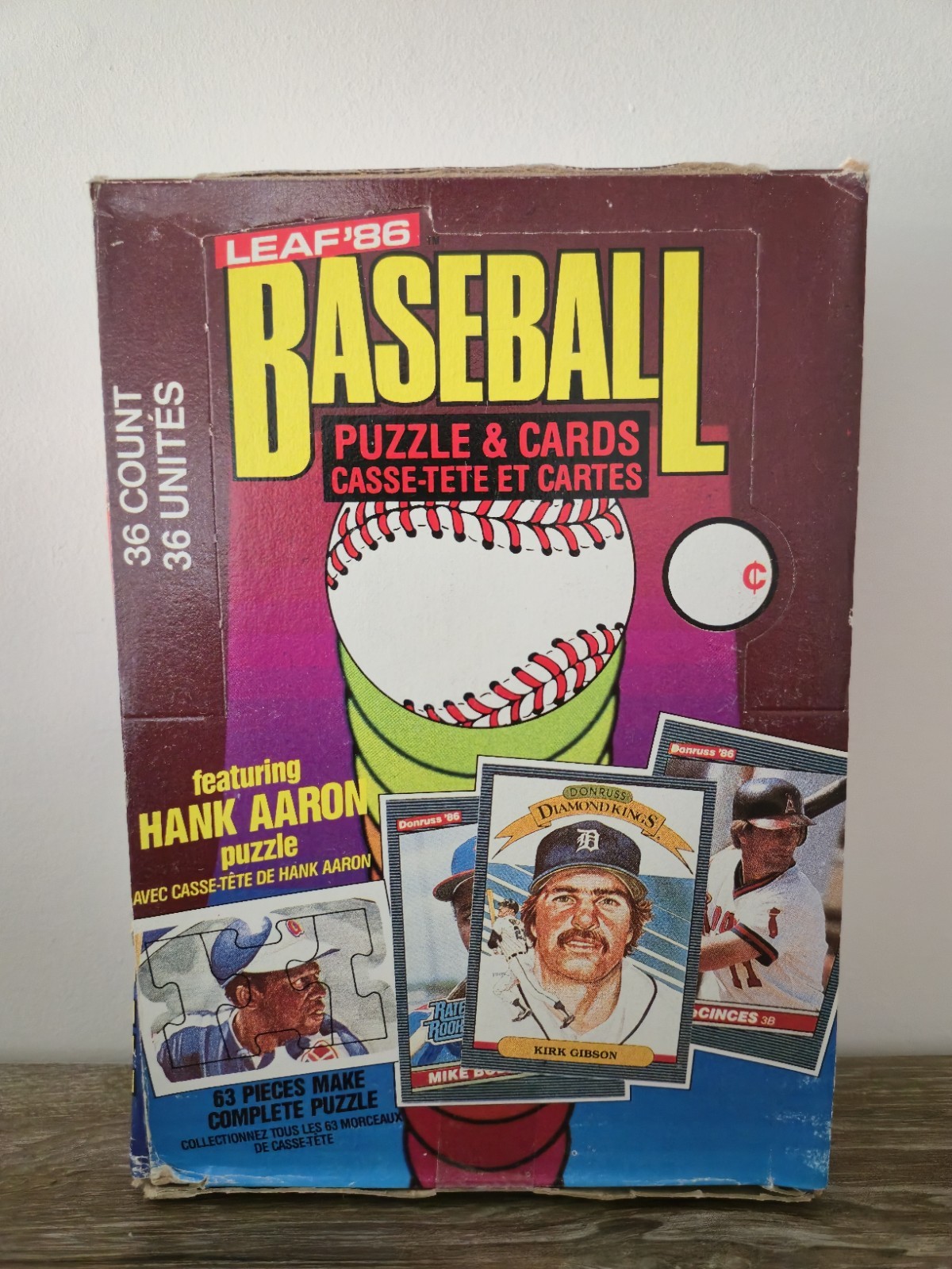 1986 LEAF BASEBALL WAX BOX 36 FACTORY SEALED PACKS!! CANSECO, McGRIFF?