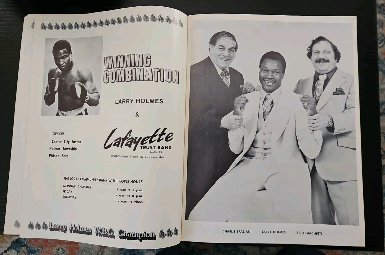 1978 Vintage LARRY HOLMES Auto Program Promo Brochure With Auto Of MUHAMMAD ALI