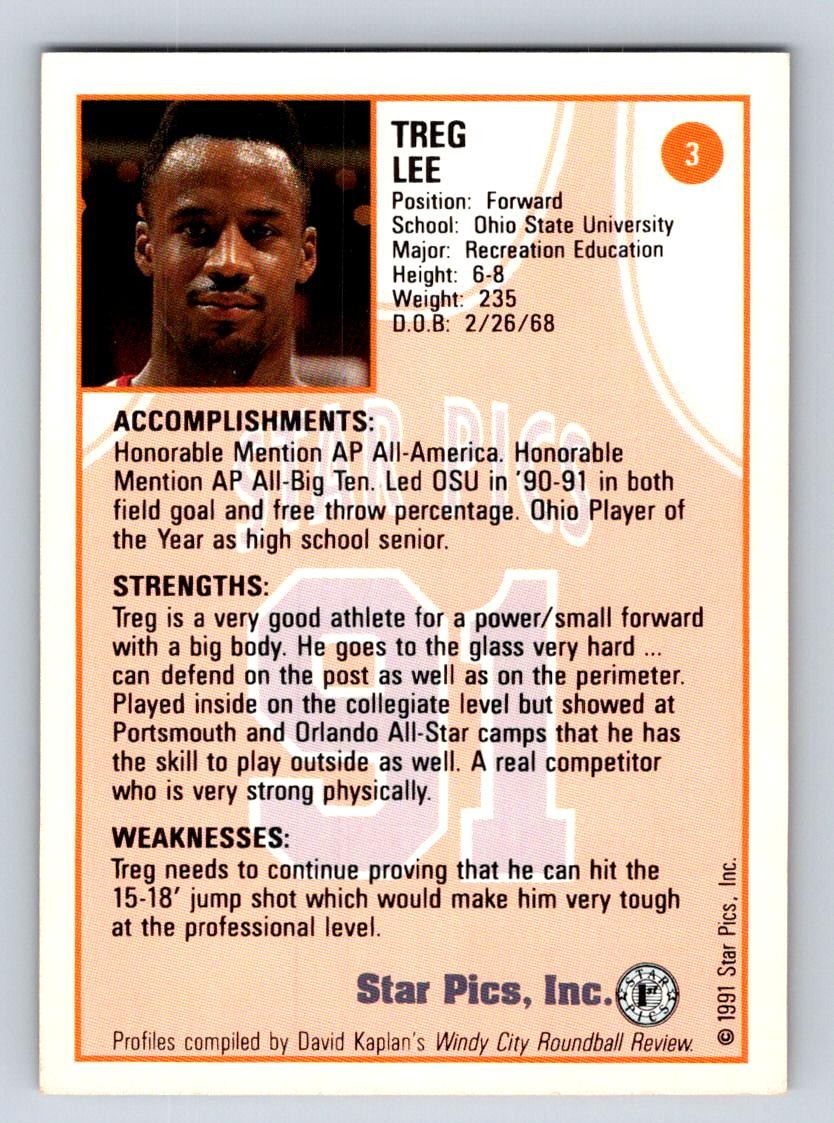 1991 Star Pics #3 Treg Lee Ohio State Buckeyes