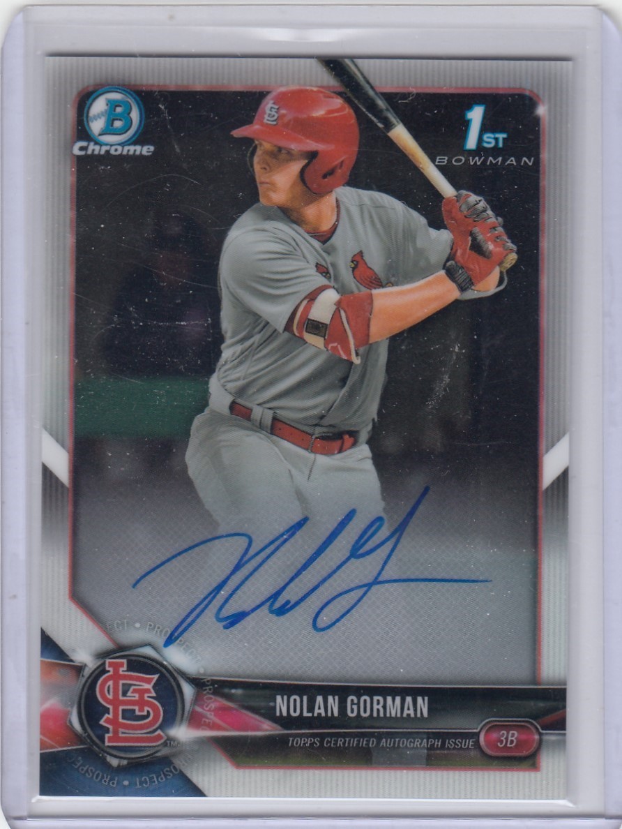 2018 Nolan Gorman Bowman Chrome Draft ROOKIE AUTO – NG Cardinals RC