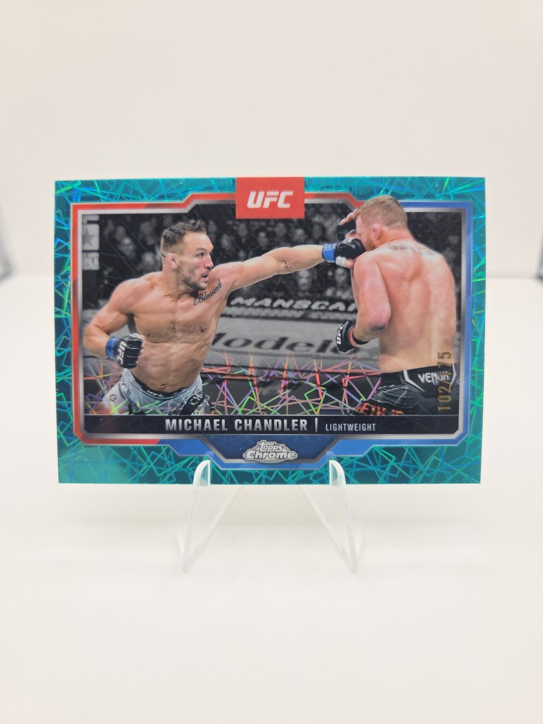 Michael Chandler 2025 Topps Chrome UFC #143 Teal Lazer Refractor /175