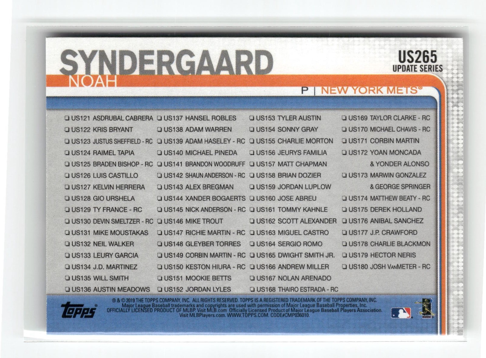 2019 Topps Update #US265 HR & Shutout New York Mets