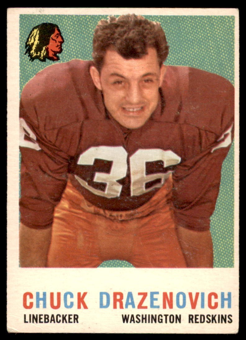 1959 Topps #172 CHUCK DRAZENOVICH Washington Redskins VG/EX (Corner Wrinkle)