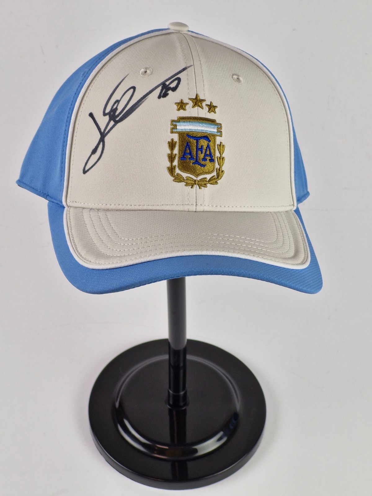 Lionel Messi Argentina cap AFA Hand Signed W/COA with base Free shipping