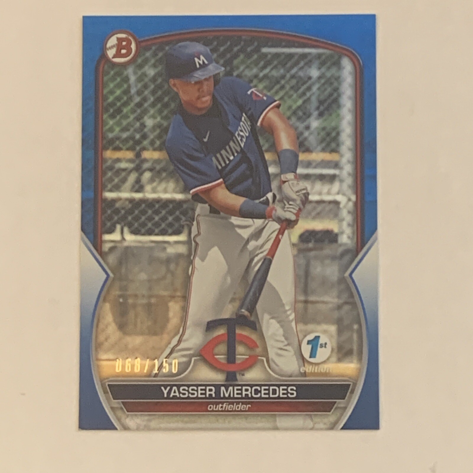 Yasser Mercedes 🔥2023 Bowman 1st Edition BLUE PARALLEL 68/150 Pre ROOKIE RC #99