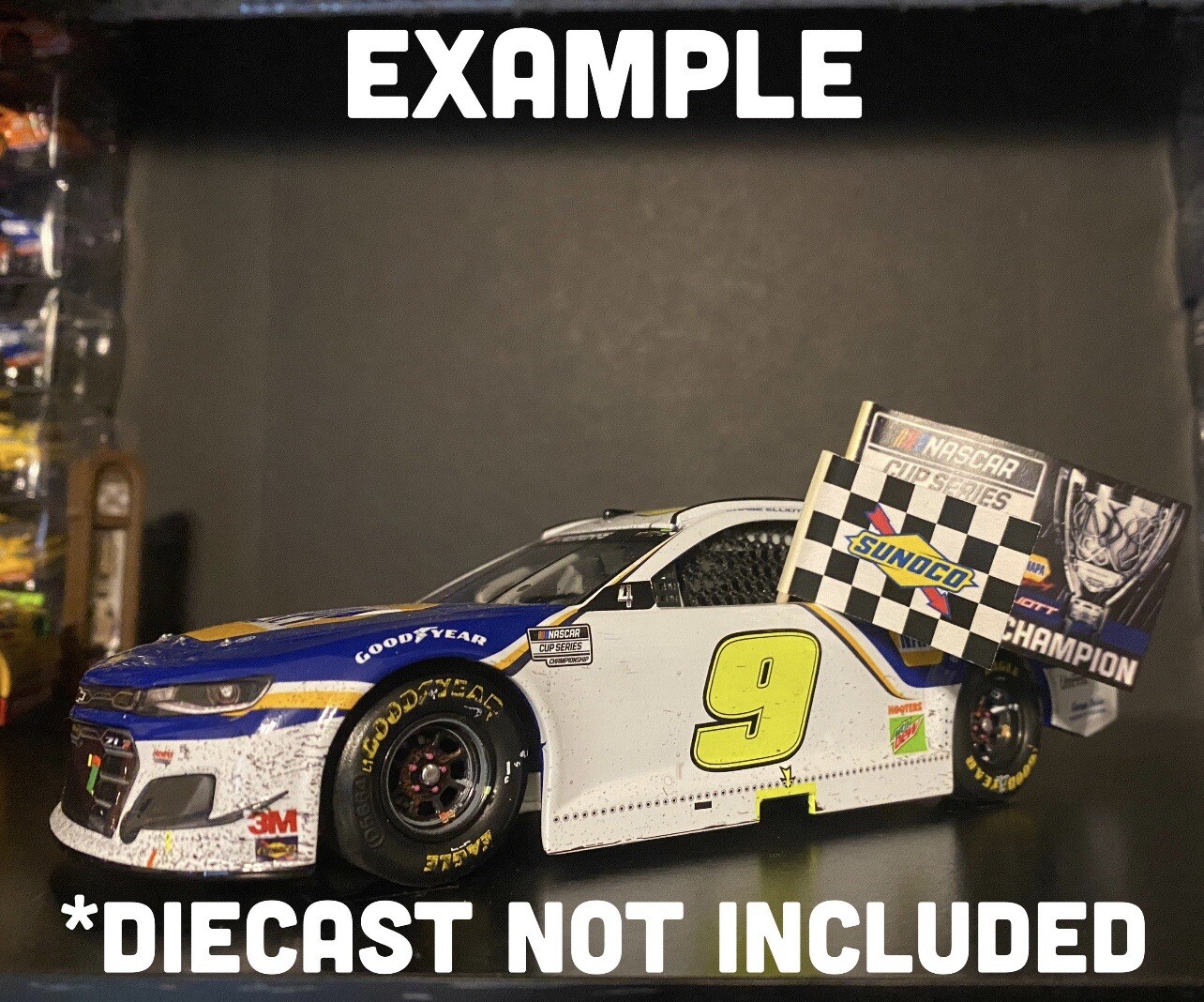NASCAR Diecast Flags 1/24 Champion First Wins Checkered Logano Elliott Larson