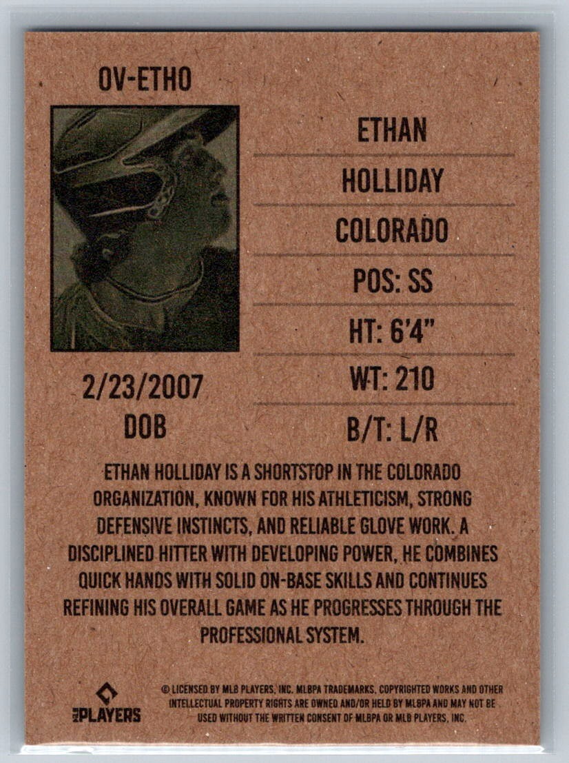 2026 Onyx Vintage Ethan Holliday #OV-ETHO Colorado Rockies