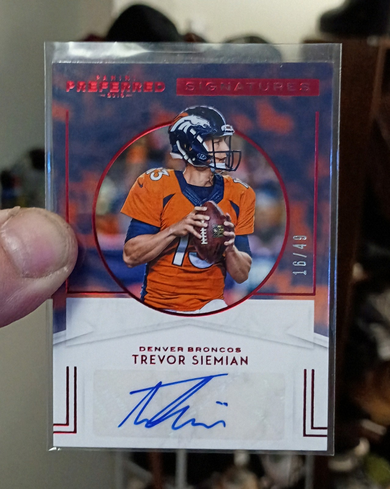Panini Trevor Siemian Autograph 2016 Preferred Signature Red Card NO. 16/49 #395
