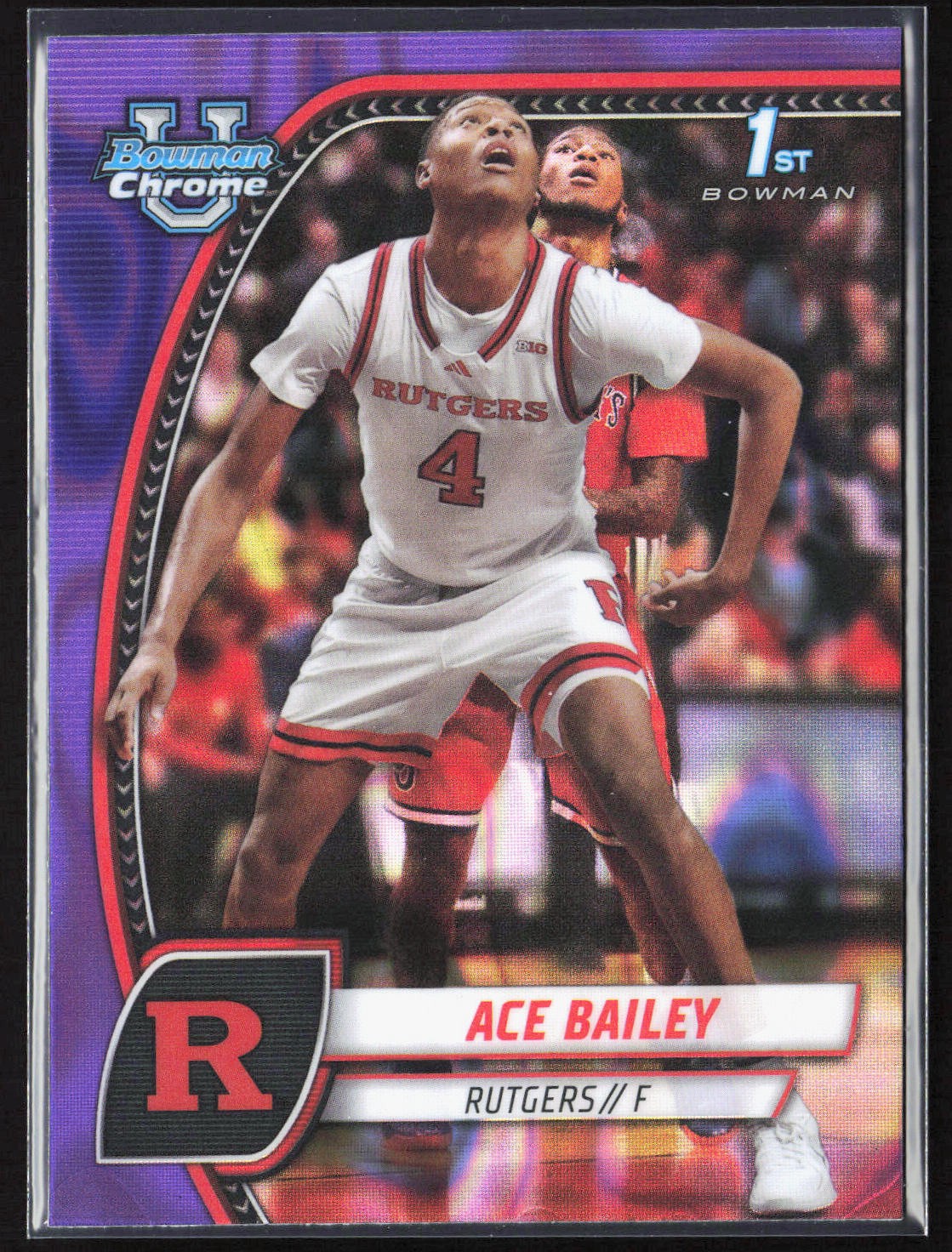2024-25 Bowman University Chrome Ace Bailey Purple Lava Refractor 1st #1 Rutgers