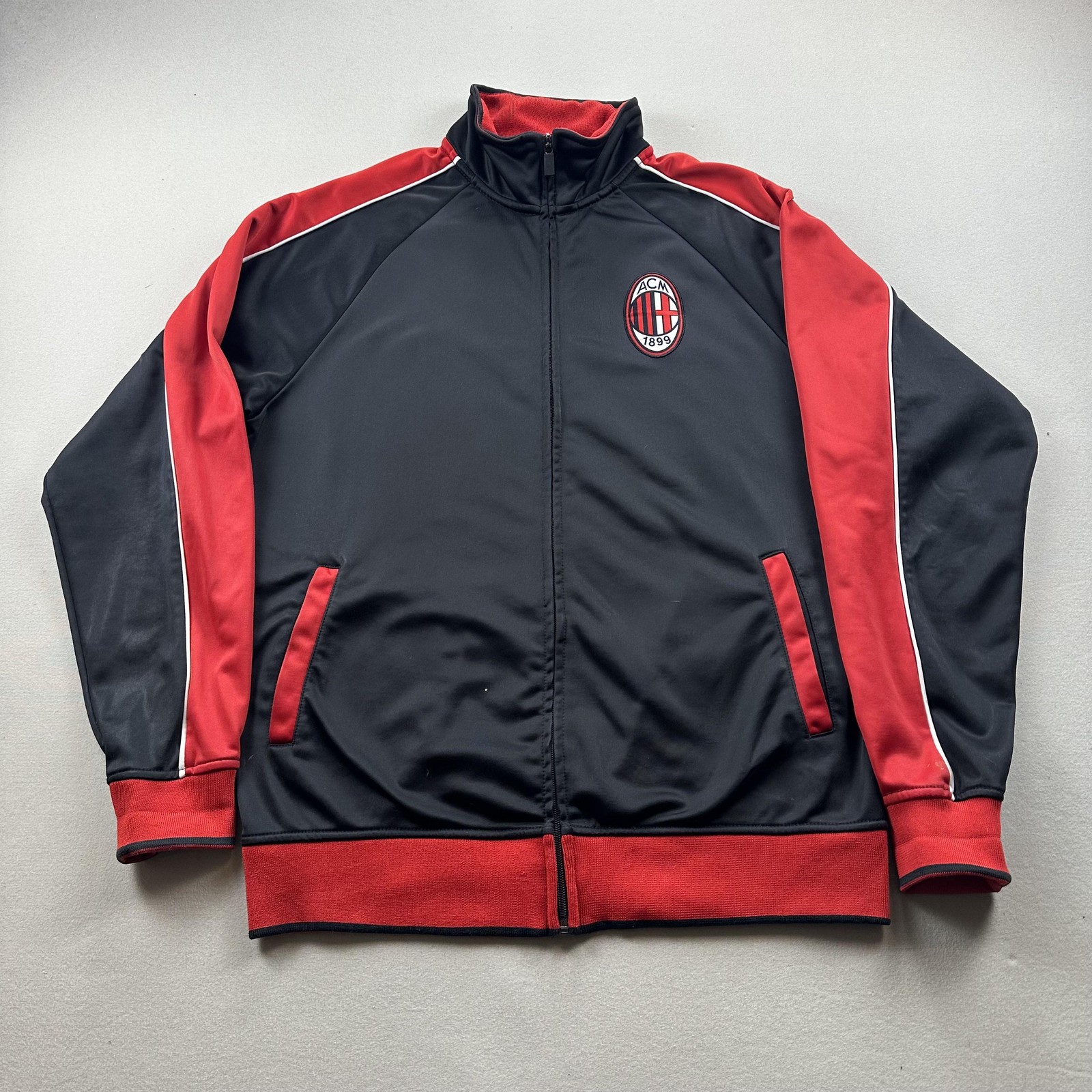 AC Milan Jacket Track Mens Medium Black Red Soccer Full Zip Soccer Football Club