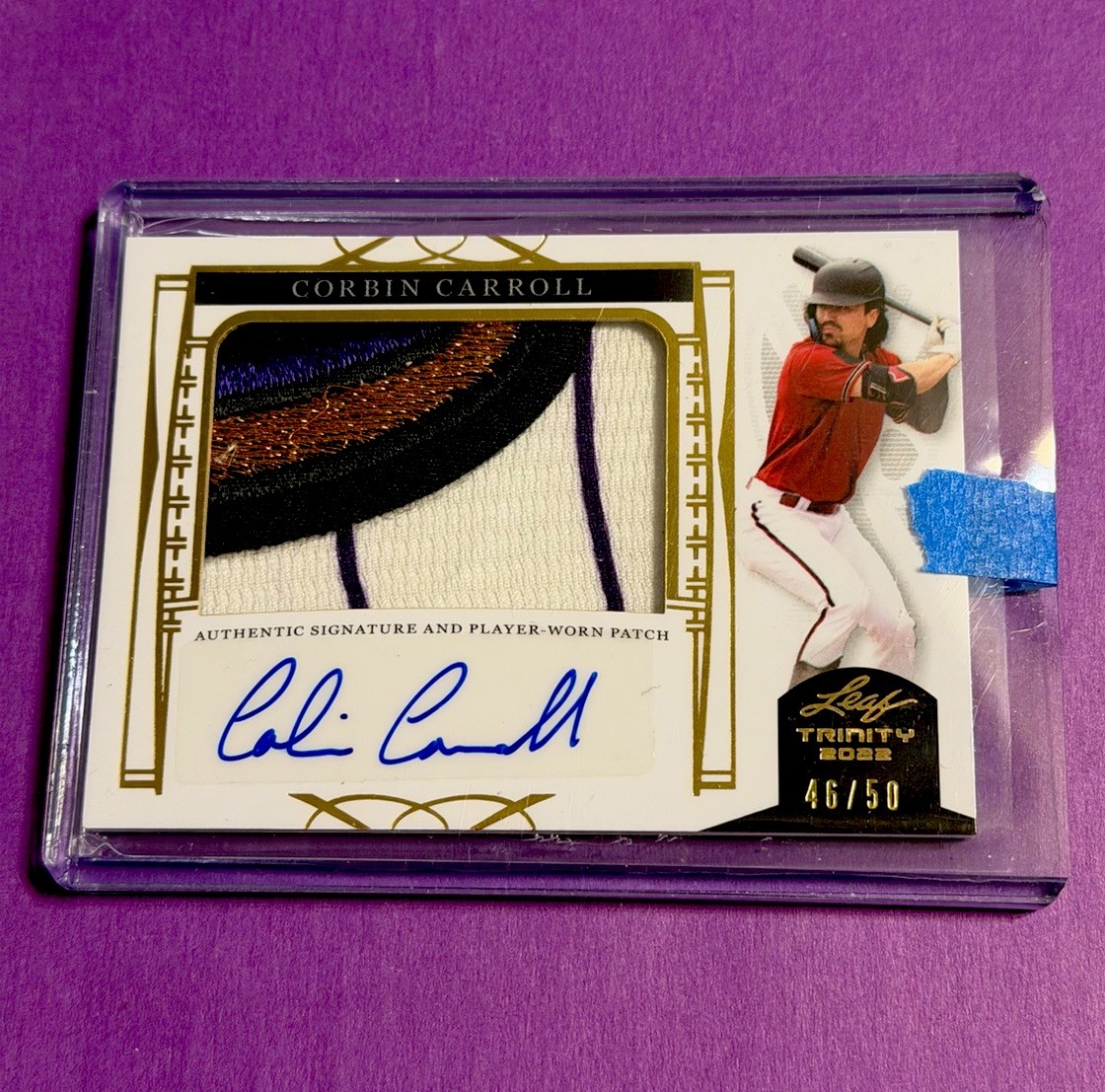 2022 Leaf Trinity Patch/AUTO Corbin Carroll Rc #PA-CC1 – #/50 – D-BACKS STAR