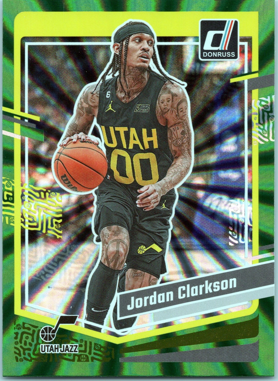 2023-24 Donruss #113 Jordan Clarkson Green Laser Holo