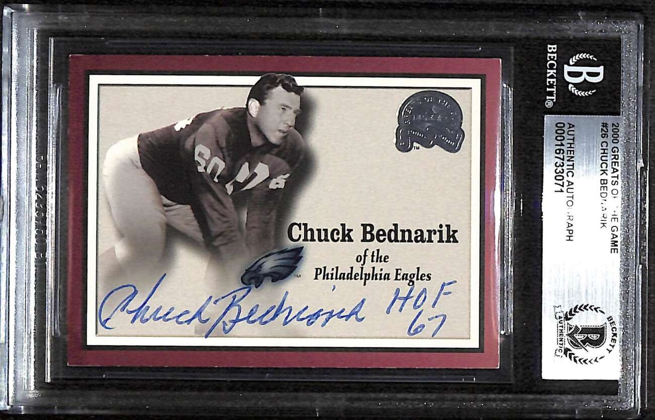 2000 Fleer Greats of the Game 26 Chuck Bednarik BGS Auto Autographed BAS C89019