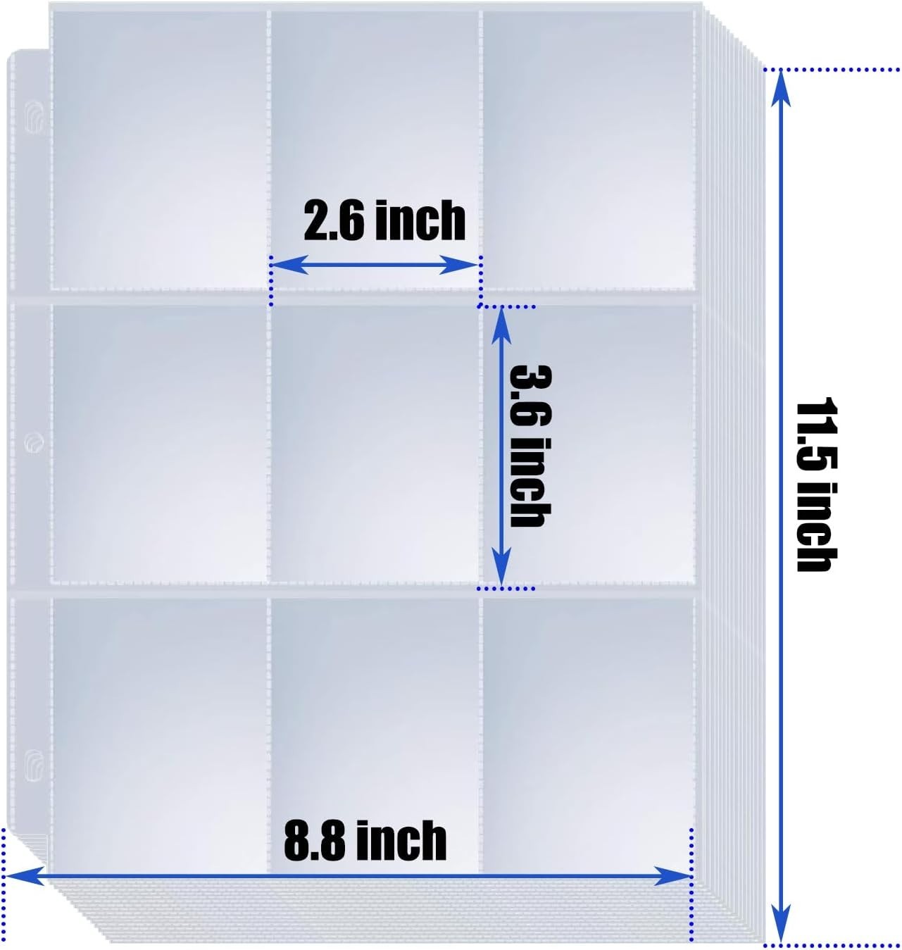 1800 Pocket Trading Card Album Binder Protector Page Sleeves 100 Sheets Baseball