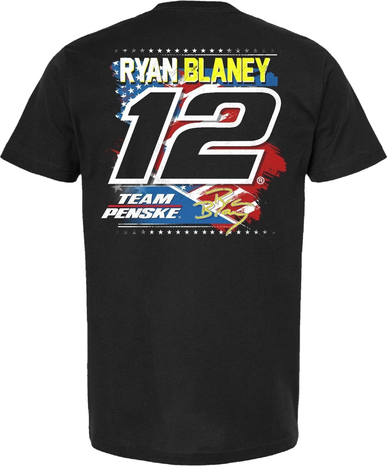 Ryan Blaney #12 Menards Nascar Patriotic Black Tee Shirt New
